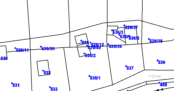 Parcela st. 529/49 v KÚ Benkovice, Katastrální mapa