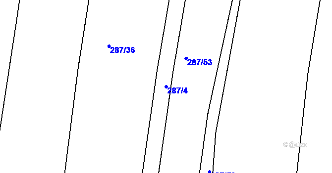 Parcela st. 287/4 v KÚ Benkovice, Katastrální mapa