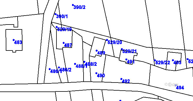 Parcela st. 489 v KÚ Benkovice, Katastrální mapa