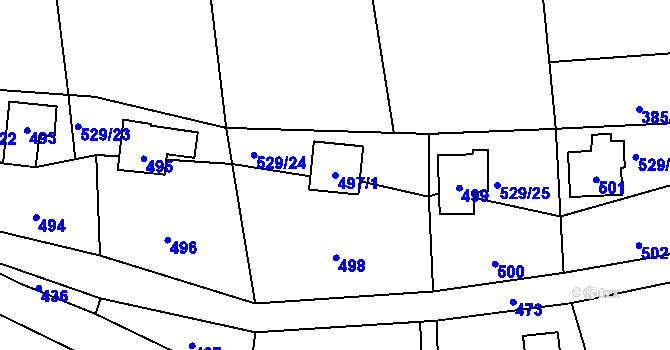 Parcela st. 497/1 v KÚ Benkovice, Katastrální mapa