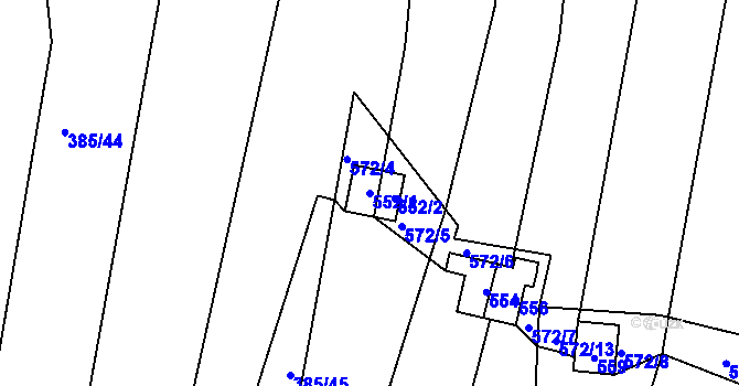 Parcela st. 552/1 v KÚ Benkovice, Katastrální mapa