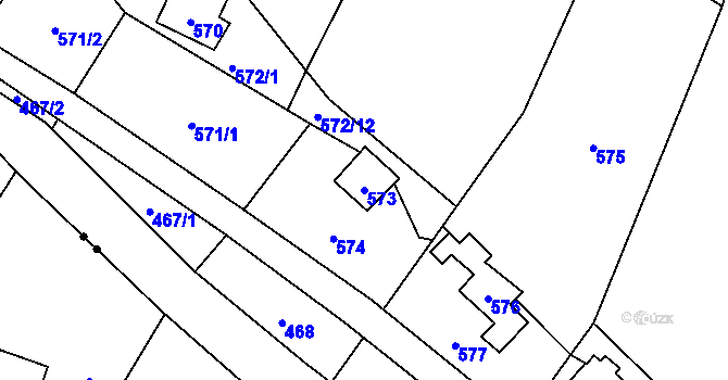Parcela st. 573 v KÚ Benkovice, Katastrální mapa