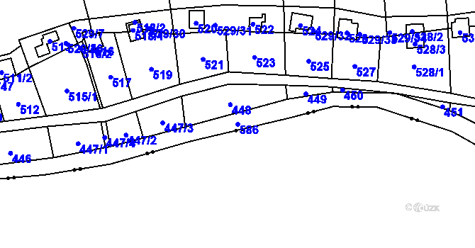 Parcela st. 586 v KÚ Benkovice, Katastrální mapa