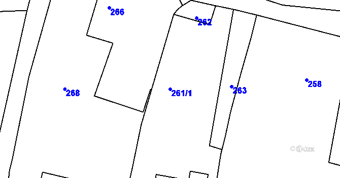 Parcela st. 261/1 v KÚ Benkovice, Katastrální mapa