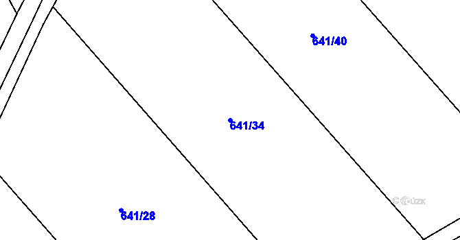 Parcela st. 641/34 v KÚ Beňov, Katastrální mapa