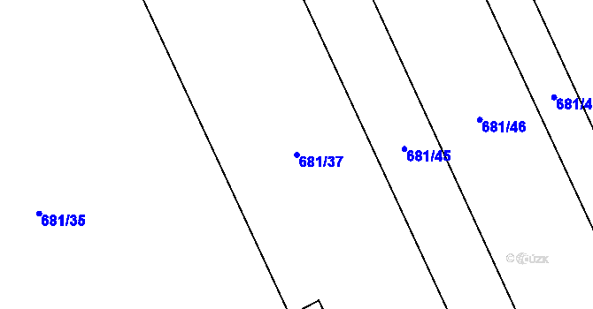 Parcela st. 681/37 v KÚ Beňov, Katastrální mapa