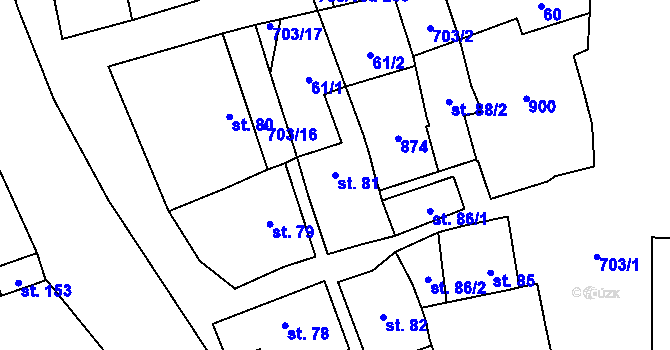 Parcela st. 81 v KÚ Beňov, Katastrální mapa