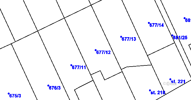 Parcela st. 677/12 v KÚ Beňov, Katastrální mapa