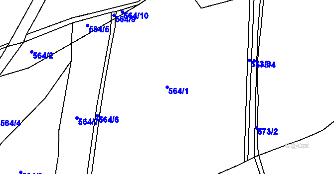 Parcela st. 564/1 v KÚ Beranov, Katastrální mapa