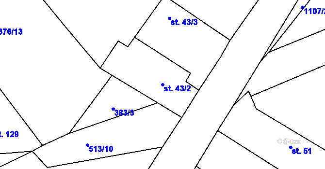 Parcela st. 43/2 v KÚ Bernardov, Katastrální mapa