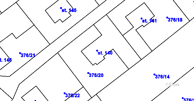 Parcela st. 140 v KÚ Bernardov, Katastrální mapa