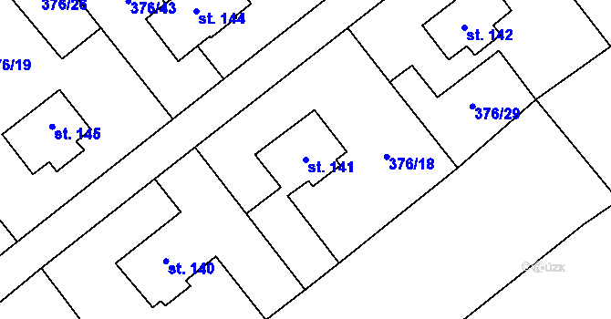 Parcela st. 141 v KÚ Bernardov, Katastrální mapa