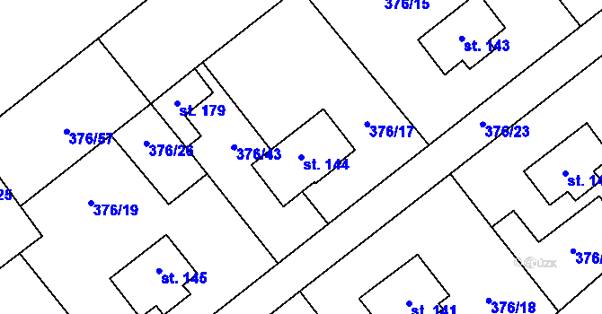 Parcela st. 144 v KÚ Bernardov, Katastrální mapa