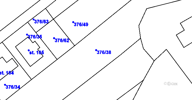 Parcela st. 376/38 v KÚ Bernardov, Katastrální mapa