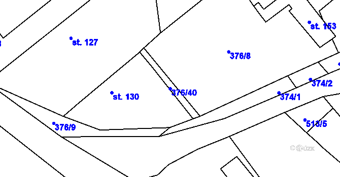 Parcela st. 376/40 v KÚ Bernardov, Katastrální mapa