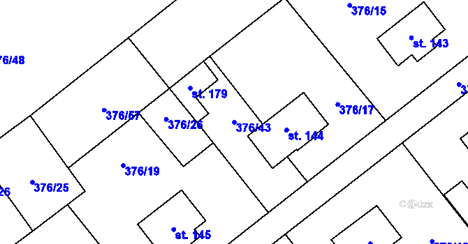Parcela st. 376/43 v KÚ Bernardov, Katastrální mapa