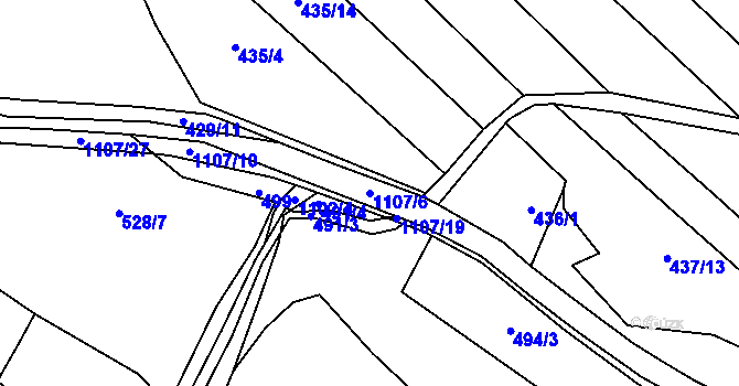 Parcela st. 1107/6 v KÚ Bernardov, Katastrální mapa