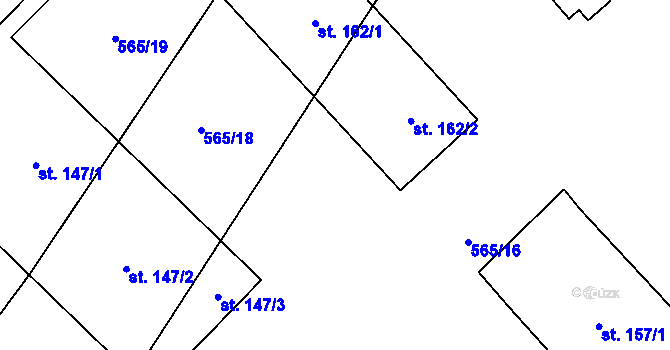 Parcela st. 565/17 v KÚ Bernardov, Katastrální mapa