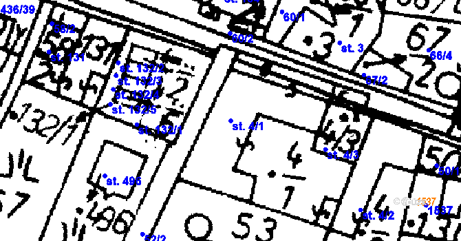Parcela st. 4/1 v KÚ Bernartice u Milevska, Katastrální mapa