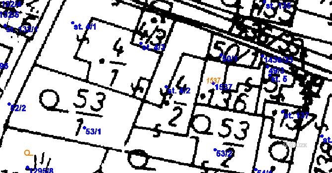 Parcela st. 4/2 v KÚ Bernartice u Milevska, Katastrální mapa