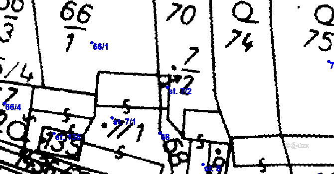 Parcela st. 7/2 v KÚ Bernartice u Milevska, Katastrální mapa