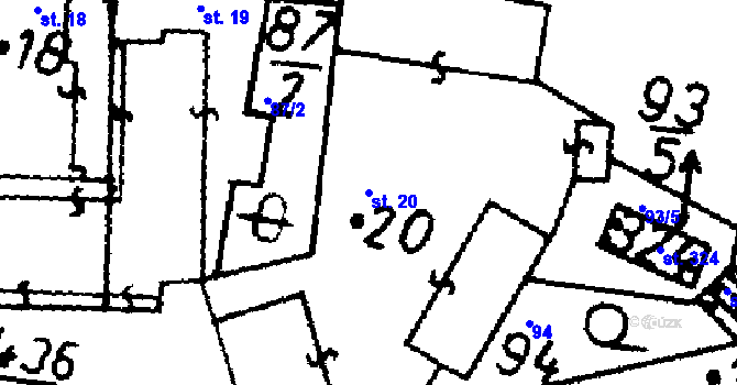Parcela st. 20 v KÚ Bernartice u Milevska, Katastrální mapa