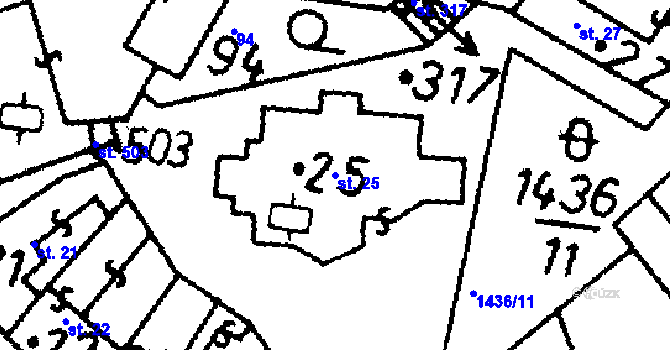 Parcela st. 25 v KÚ Bernartice u Milevska, Katastrální mapa