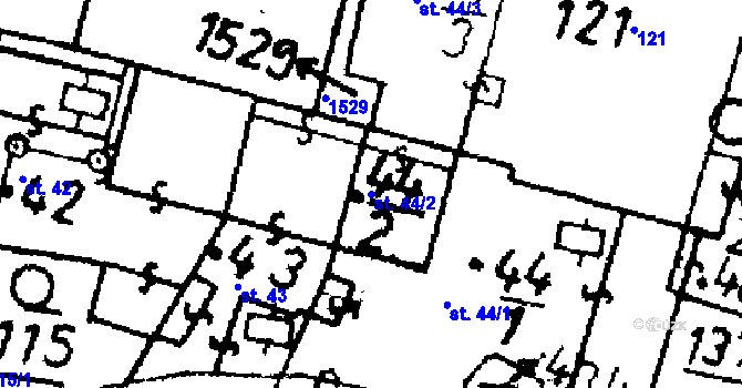 Parcela st. 44/2 v KÚ Bernartice u Milevska, Katastrální mapa