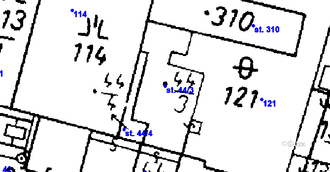 Parcela st. 44/3 v KÚ Bernartice u Milevska, Katastrální mapa