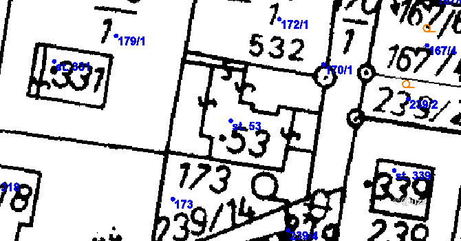 Parcela st. 53 v KÚ Bernartice u Milevska, Katastrální mapa