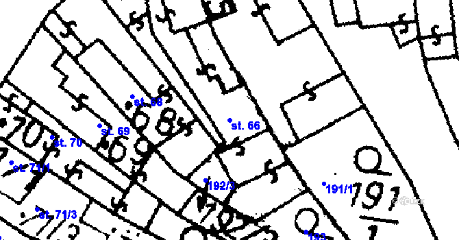 Parcela st. 66 v KÚ Bernartice u Milevska, Katastrální mapa