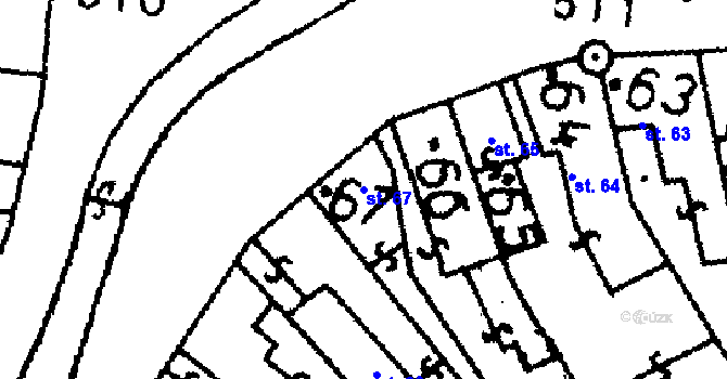 Parcela st. 67 v KÚ Bernartice u Milevska, Katastrální mapa
