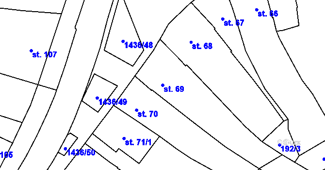 Parcela st. 69 v KÚ Bernartice u Milevska, Katastrální mapa