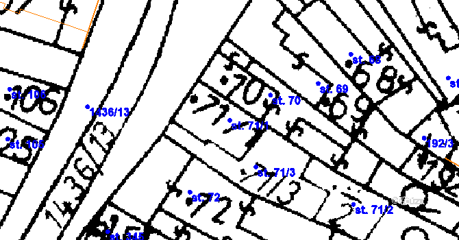Parcela st. 71/1 v KÚ Bernartice u Milevska, Katastrální mapa