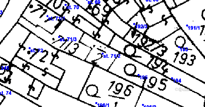 Parcela st. 71/2 v KÚ Bernartice u Milevska, Katastrální mapa
