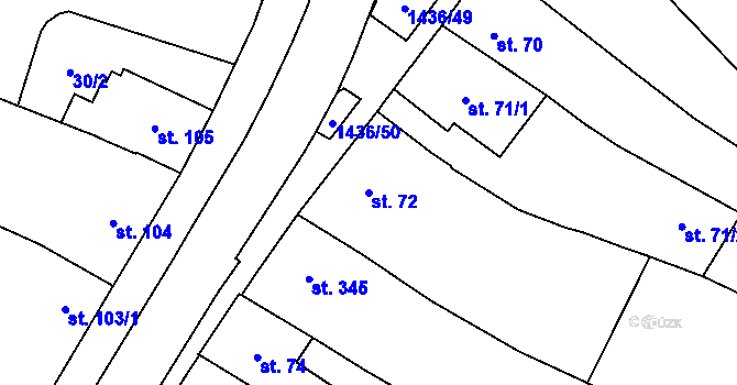 Parcela st. 72 v KÚ Bernartice u Milevska, Katastrální mapa