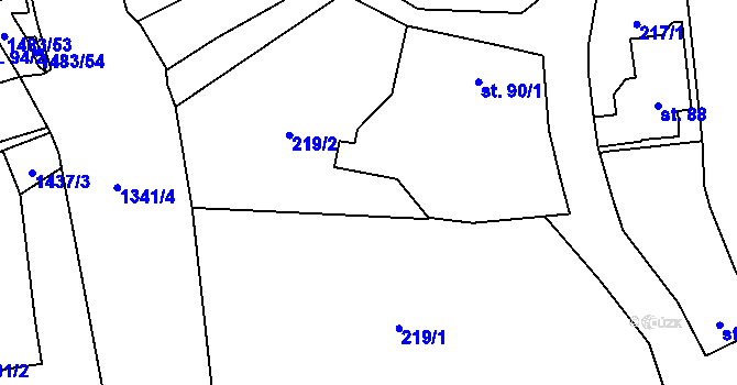 Parcela st. 90/2 v KÚ Bernartice u Milevska, Katastrální mapa
