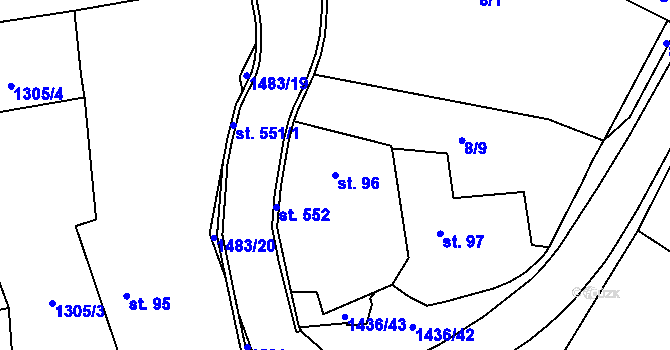 Parcela st. 96 v KÚ Bernartice u Milevska, Katastrální mapa
