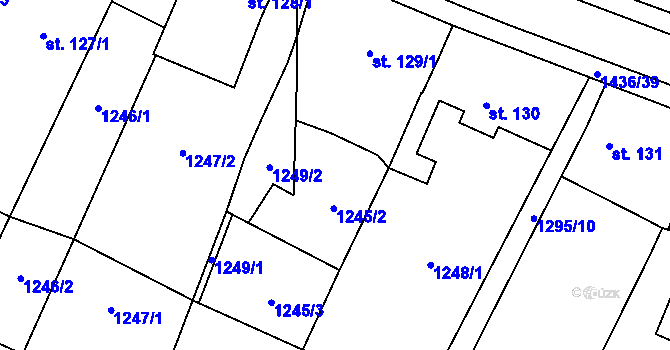 Parcela st. 129/2 v KÚ Bernartice u Milevska, Katastrální mapa