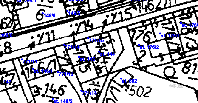Parcela st. 144 v KÚ Bernartice u Milevska, Katastrální mapa