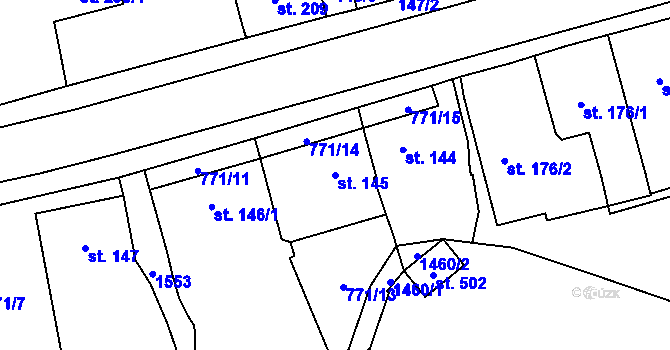 Parcela st. 145 v KÚ Bernartice u Milevska, Katastrální mapa