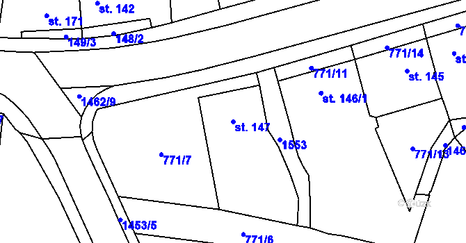 Parcela st. 147 v KÚ Bernartice u Milevska, Katastrální mapa