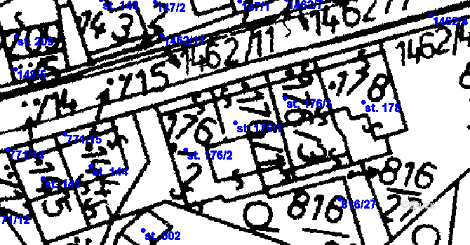Parcela st. 176/1 v KÚ Bernartice u Milevska, Katastrální mapa