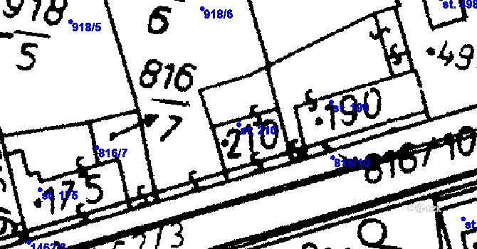 Parcela st. 210 v KÚ Bernartice u Milevska, Katastrální mapa