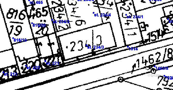 Parcela st. 234/3 v KÚ Bernartice u Milevska, Katastrální mapa