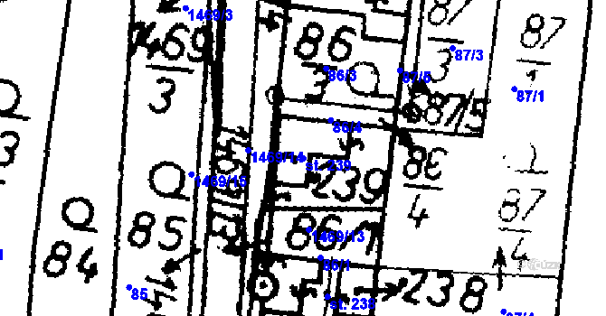Parcela st. 239 v KÚ Bernartice u Milevska, Katastrální mapa