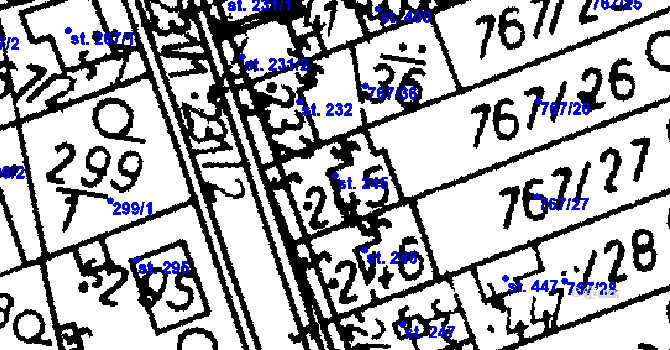 Parcela st. 245 v KÚ Bernartice u Milevska, Katastrální mapa