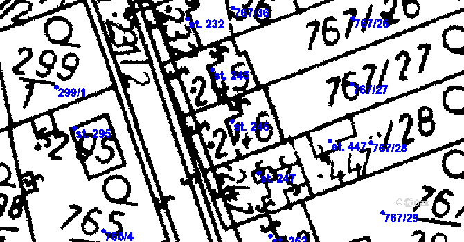 Parcela st. 246 v KÚ Bernartice u Milevska, Katastrální mapa