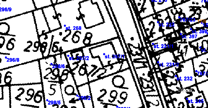 Parcela st. 267/1 v KÚ Bernartice u Milevska, Katastrální mapa