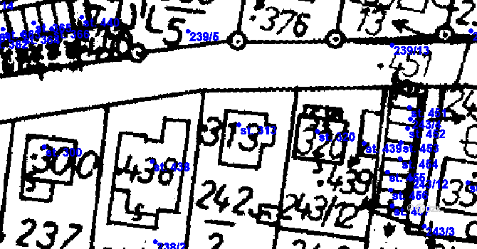 Parcela st. 313 v KÚ Bernartice u Milevska, Katastrální mapa